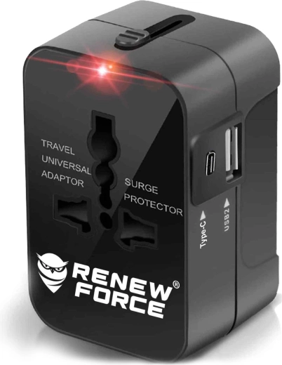 Adaptor universal de călătorie pentru priză (US/UK/EU/AU) cu încărcare USB