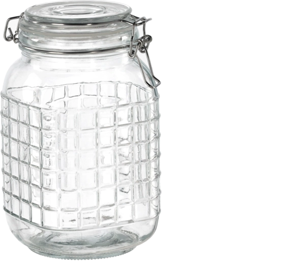 Recipient din sticlă cu închidere ermetică 1,5 l, cu decor tip grilă