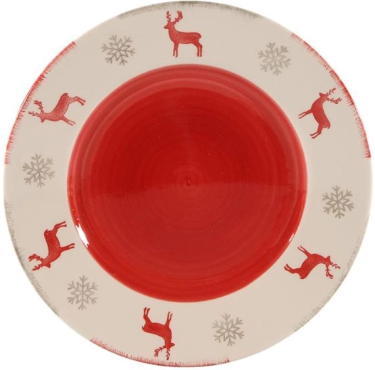 Farfurie de desert din ceramică de Crăciun cu ren, 21 cm