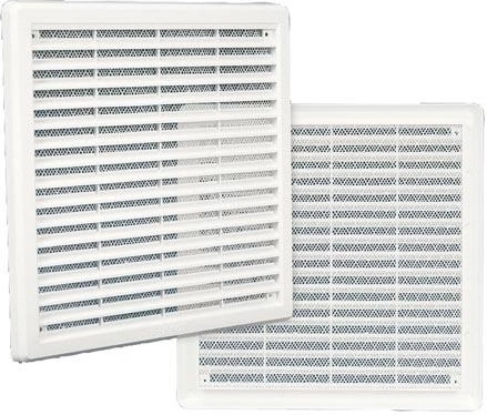 Grilaj de ventilație cu plasă anti-insecte, alb 150 × 150 mm