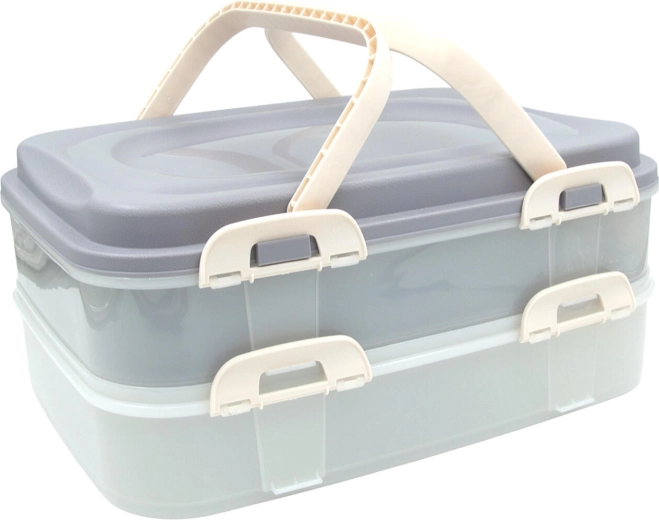 Cutie pentru alimente cu 2 niveluri și mâner, 40 × 30 × 18 cm, latte