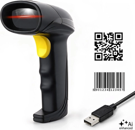 Cititor de coduri de bare 1D și 2D Qoltec cu USB