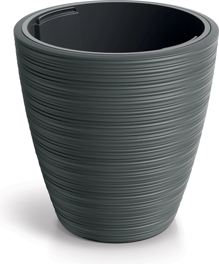 Ghiveci din plastic Vena Round 39 cm – gri închis