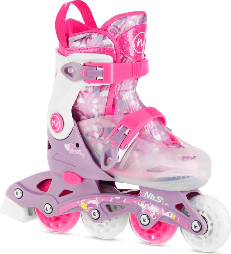 Patine cu rotile ajustabile pentru copii NILS Fun Flipzy roz – XS (27-30)
