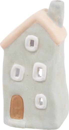 Sfeșnic ceramic tip căsuță, gri