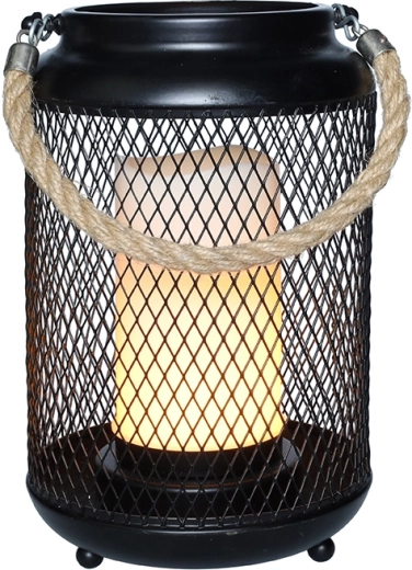 Felinar metalic Solight cu lumânare LED, alb cald, negru, 20 cm