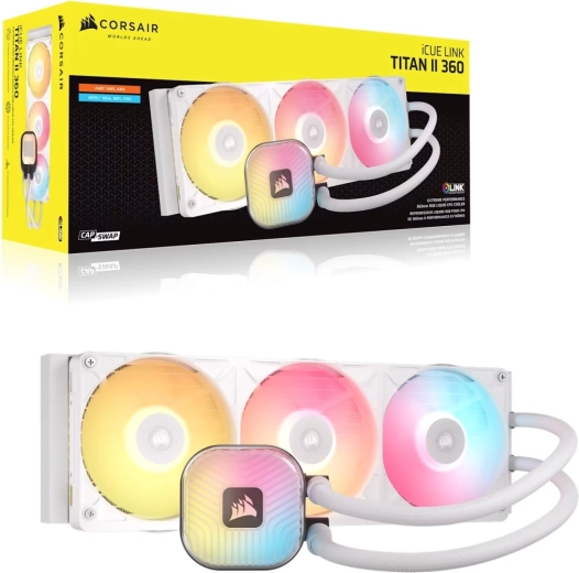Sistem de răcire cu lichid pentru procesor Corsair iCUE LINK TITAN II 360 RX RGB alb