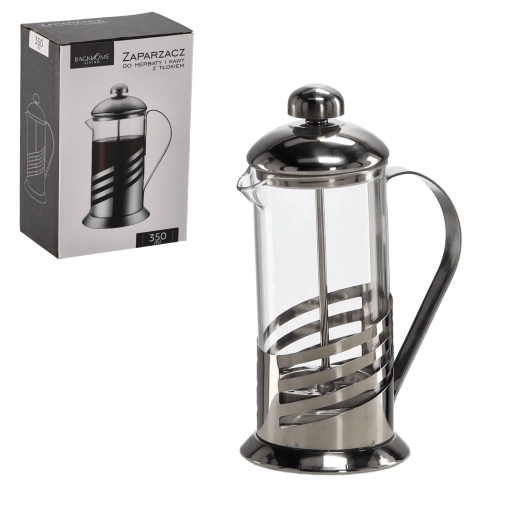 French press cu piston 350 ml din sticlă borosilicată și oțel inoxidabil