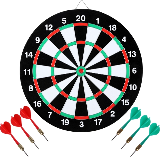 Țintă de darts reversibilă NILS Fun TDN05 2‑în‑1 cu 6 săgeți din oțel