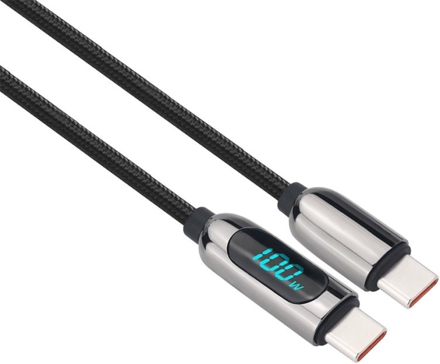 Cablu Solight USB-C cu afișaj USB-C – USB-C 100 W 2 m - 1 bucată