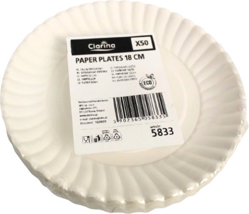 CLARINA farfurii din hârtie 18 cm - 50 buc.