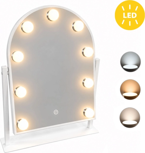 Oglindă cosmetică LED ModernHome 30 × 40 cm cu 9 becuri