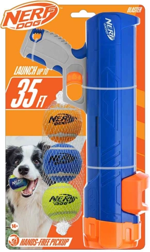 Nerf Dog lansator de mingi 30 cm fără clemă + 3 mingi de tenis cu fluier 5 cm