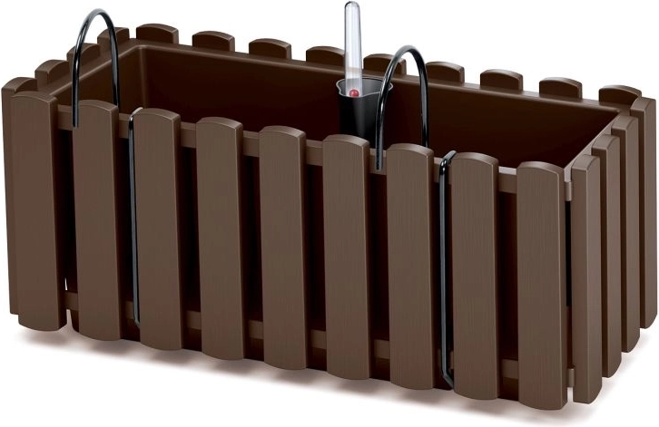 Ghiveci suspendat autoirigant pentru balustradă 38 cm maro