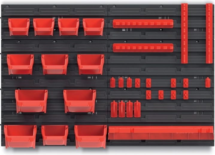 Panou suspendat cu 12 cutii, set de cârlige BINEER și poliță BINNER