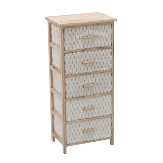 Comodă cu 5 sertare din material textil, 40 × 29 × 90 cm