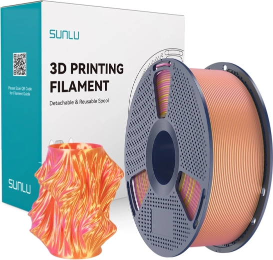 Sunlu PLA+ Silk filament bicolor pentru imprimare 3D roz și auriu