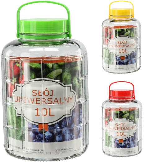 Recipient din sticlă de 10 l cu capac din plastic