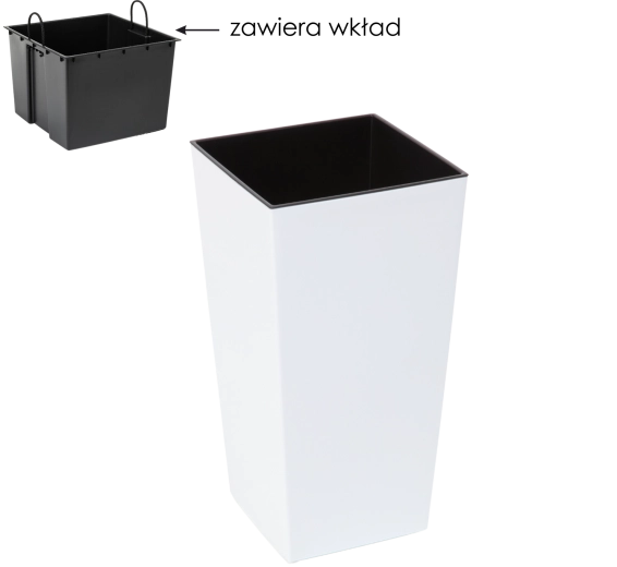 Ghiveci Finezja cu insert 30 × 30 cm alb lucios