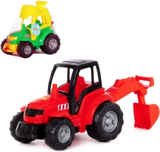 Tractor din plastic cu cupă excavatoare pentru copii