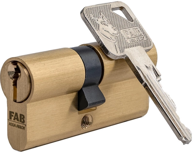 Butuc cilindric de securitate FAB 3 HOME 30/35, alamă, 6 chei, clasa de securitate 3