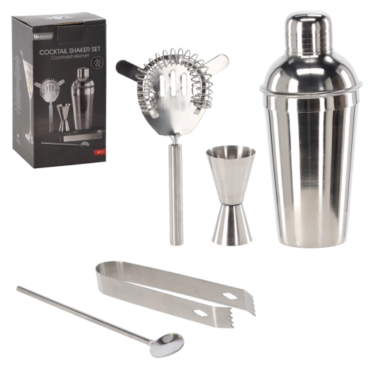 Set de bar cu shaker, 5 piese, din oțel inoxidabil