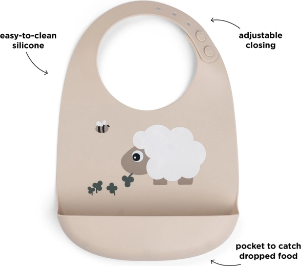 Done by Deer bavetă din silicon Sheepy, culoare nisip