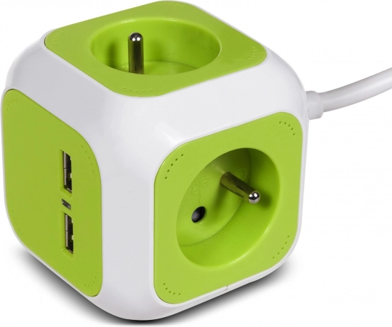 Prelungitor tip cub cu 4x schuko și 2x USB, 1,4 m GREENBLUE Magic Cube