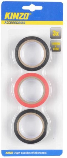 Bandă izolatoare electrică Kinzo 18 mm x 10 m, 3 buc.