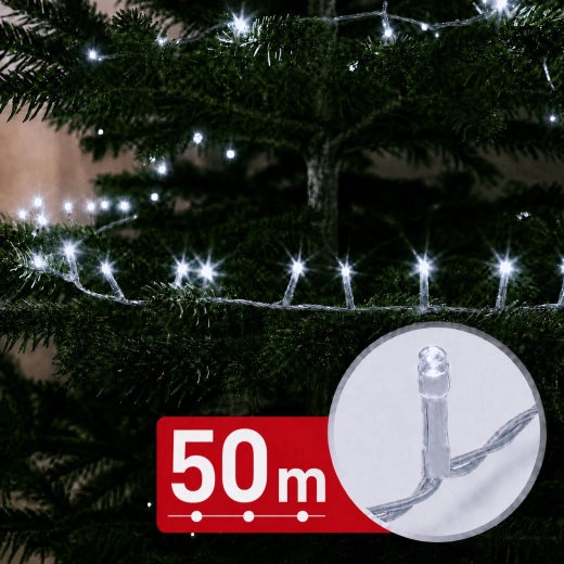 Ghirlandă luminoasă LED de 50 m, 1.000 de LED-uri, alb rece