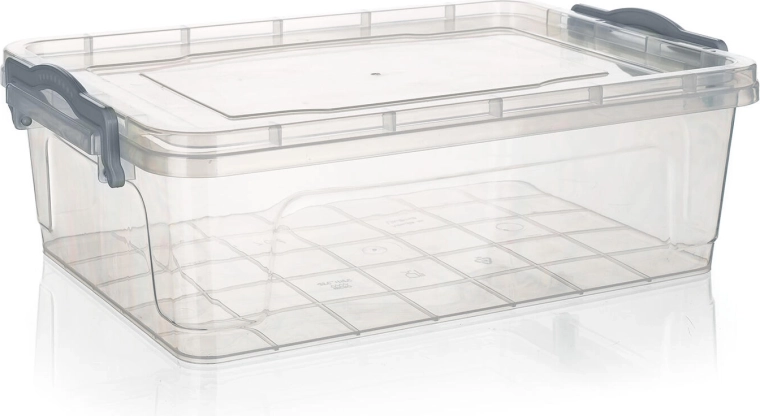 Cutie de depozitare Gema 7 l cu capac și cleme, transparentă
