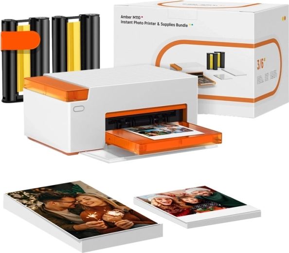 Imprimantă foto portabilă Liene Amber M110 10 × 15 cm cu set de hârtii