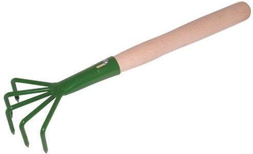 Gheară de grădină cu 5 dinți și mâner din lemn 24 cm
