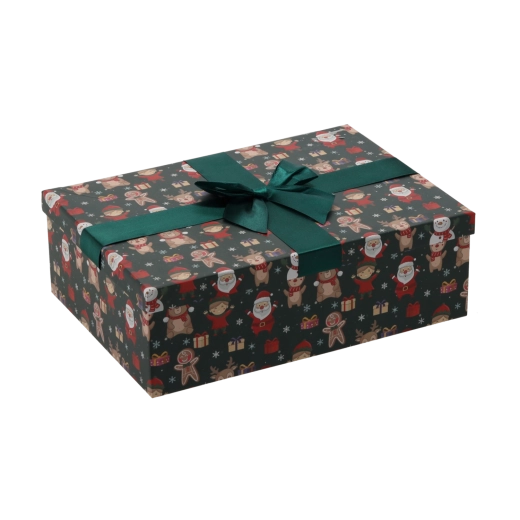Cutie cadou de Crăciun cu fundă verde 28,5 × 20 × 8,5 cm - 1 bucată