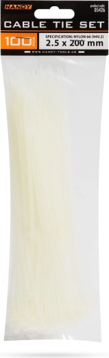 Coliere de cablu transparente 200 × 2,5 mm, 100 buc.