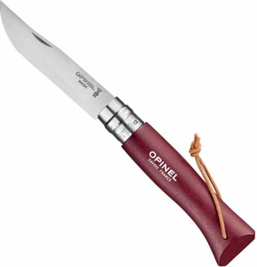 Opinel N°08 Trekking burgundy – cuțit de buzunar 8,5 cm, lemn de fag