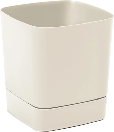 Ghiveci cu farfurie Clima 190 × 190 mm bej din plastic reciclat