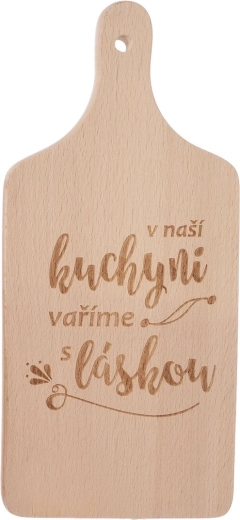 Tocător din lemn cu inscripția „în bucătăria noastră” 14 × 30 cm