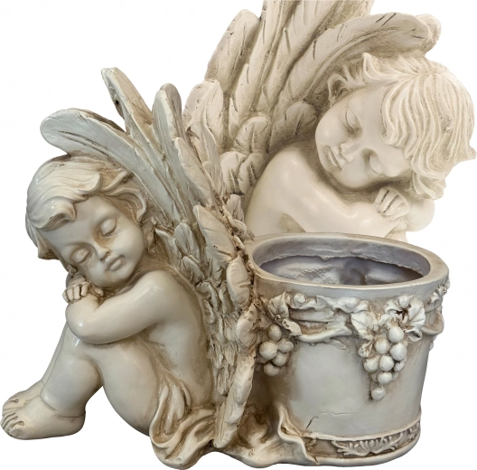Ghiveci decorativ cu îngeraș – statuetă de grădină
