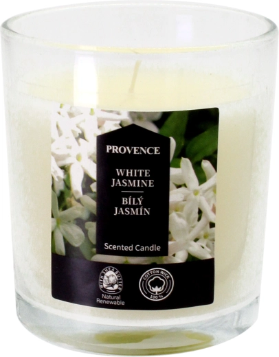 Lumânare parfumată în pahar Iasomie albă 7 × 8 cm