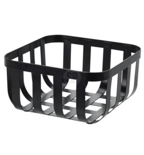 Coș pătrat din metal pentru fructe 19 × 19 × 9 cm – negru mat, loft industrial