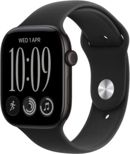 Apple Watch Series 12 GPS 46 mm cu carcasă din aluminiu negru și curea sport neagră M/L