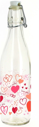 Sticlă cu dop cu închidere mecanică și motiv cu inimă, 540 ml