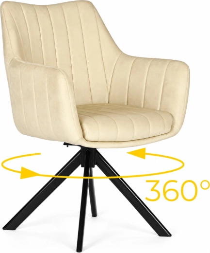 Scaun de dining rotativ din catifea ModernHome, bej