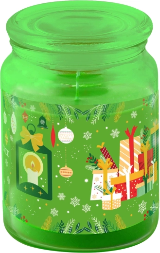 Lumânare verde mată în recipient de sticlă cu capac, 510 g