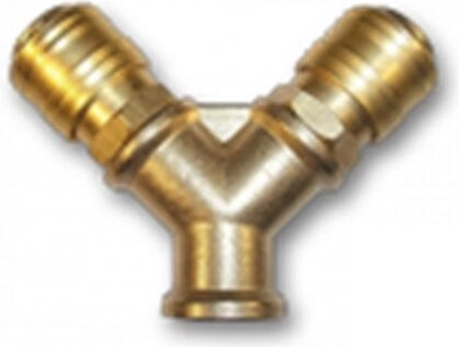 Racord dublu din alamă pentru furtun, cu filet interior 3/8" și două cuple rapide