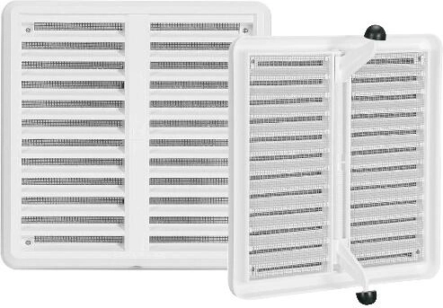Grilaj de ventilație cu plasă și clapetă reglabilă 150 × 150 mm, alb