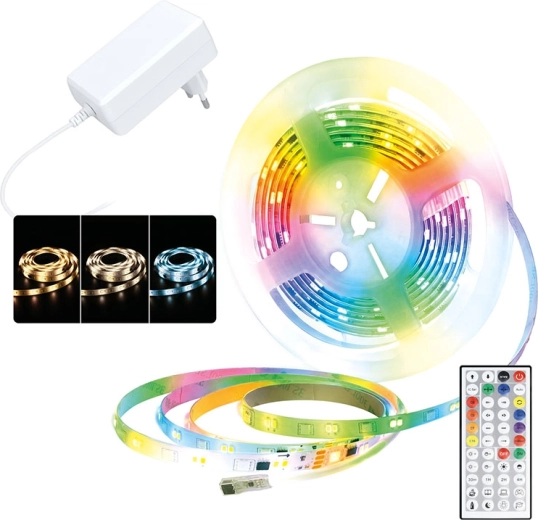 Bandă luminoasă LED Solight RGB + 3CCT cu telecomandă, 5 m