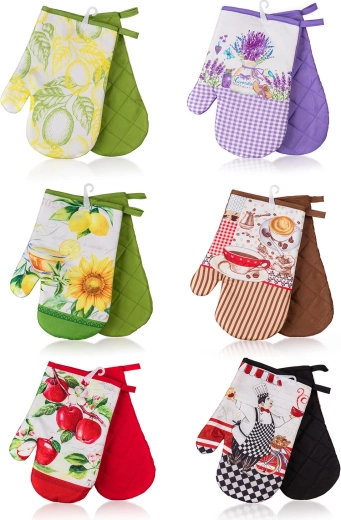 Mănuși de bucătărie cu agățătoare 27 × 17 cm, set 2 bucăți, mix de modele
