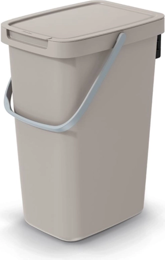 Coș de gunoi Systema Q Collect cu capac, 12 l, maro deschis